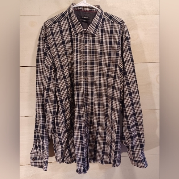 Bugatchi Uomo Men's Classic Fit Shirt Plaid Striped XXL 100% Cotton - Picture 1 of 6